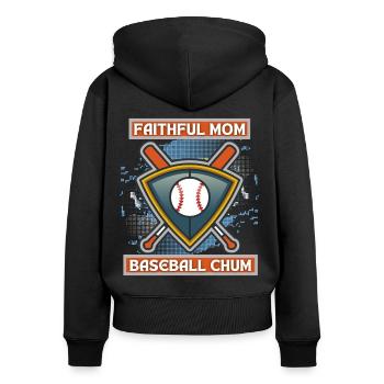 Baseball Mom, drôle de dicton, logo de baseball - Sweat à capuche zippé Premium bio Femme - noir - Dos - Julia (174cm)