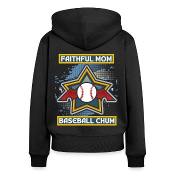 Baseball Mom, drôle de dicton, logo de baseball - Sweat à capuche zippé Premium bio Femme - noir - Dos - Julia (174cm)