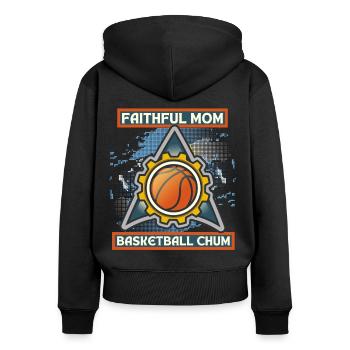 Basketball Mom, lustiger Spruch, Basketball-Mama - Frauen Premium Bio Zip Hoodie - Schwarz - Hinten - Julia (174cm)