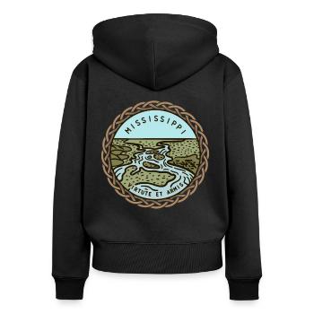 Mississippi, USA - Frauen Premium Bio Zip Hoodie - Schwarz - Hinten - Julia (174cm)