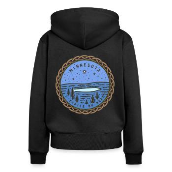 Minnesota, USA - Frauen Premium Bio Zip Hoodie - Schwarz - Hinten - Julia (174cm)