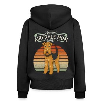 Airedale-Terrier Airedale-Mom lustiger Spruch Hund - Frauen Premium Bio Zip Hoodie - Schwarz - Hinten - Julia (174cm)