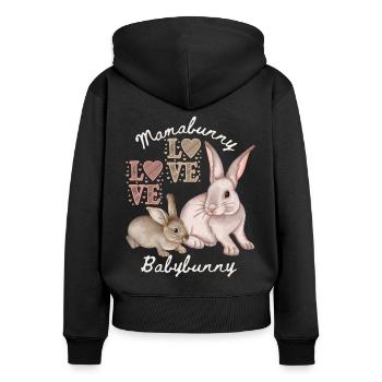Mother's Day, little rabbit, , funny saying - Women's Premium Organic Zip Hoodie - black - Back - Julia (174cm)