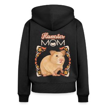 Hamster, hamster mom, hamster mom funny saying - Women's Premium Organic Zip Hoodie - black - Back - Julia (174cm)
