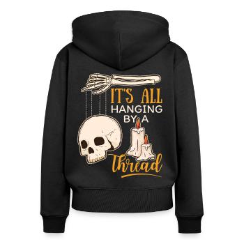 Skull Skull, Marionette, Skeleton Hand, Saying - Women's Premium Organic Zip Hoodie - black - Back - Julia (174cm)