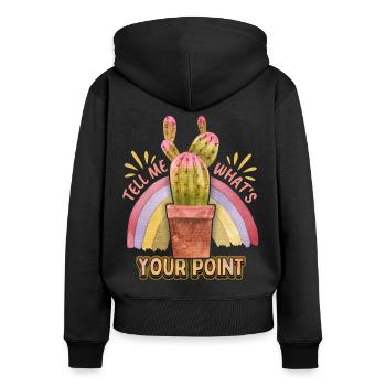 Kaktus-Illustration, Kakteen, Stacheln Spruch, Pun - Frauen Premium Bio Zip Hoodie - Schwarz - Hinten - Julia (174cm)
