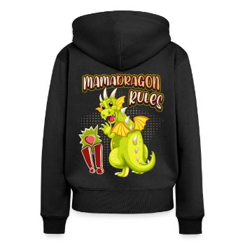 Mama-Drache, Mamadragon, lustiger Muttertag Spruch - Frauen Premium Bio Zip Hoodie - Schwarz - Hinten - Julia (174cm)