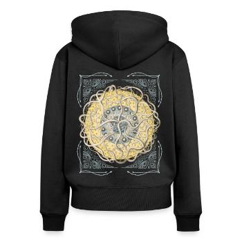 Étoile de mer botanique vintage, étoile de mer mandala - Sweat à capuche zippé Premium bio Femme - noir - Dos - Julia (174cm)