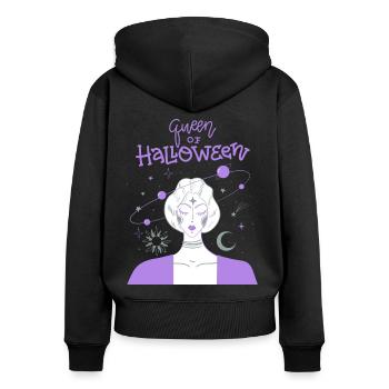 Comic Hexe, lustiger Halloween Spruch - Frauen Premium Bio Zip Hoodie - Schwarz - Hinten - Julia (174cm)
