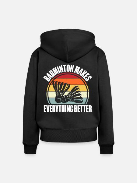 Badminton - Frauen Premium Bio Zip Hoodie - Schwarz