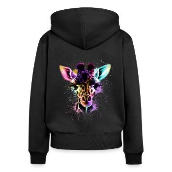 Giraffe - Frauen Premium Bio Zip Hoodie - Schwarz - Hinten - Julia (174cm)