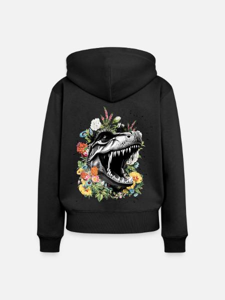 T Rex - Frauen Premium Bio Zip Hoodie - Schwarz