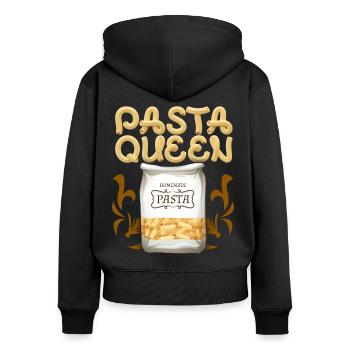 Nudeln, hausgemachte Pasta lustiger Spruch - Frauen Premium Bio Zip Hoodie - Schwarz - Hinten - Julia (174cm)