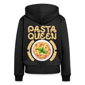 Noodles, spaghetti noodles, homemade pasta saying - Women's Premium Organic Zip Hoodie - black - Back - Julia (174cm)