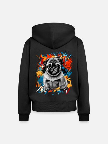 Mops - Frauen Premium Bio Zip Hoodie - Schwarz
