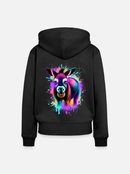 Esel Bunt - Frauen Premium Bio Zip Hoodie - Schwarz
