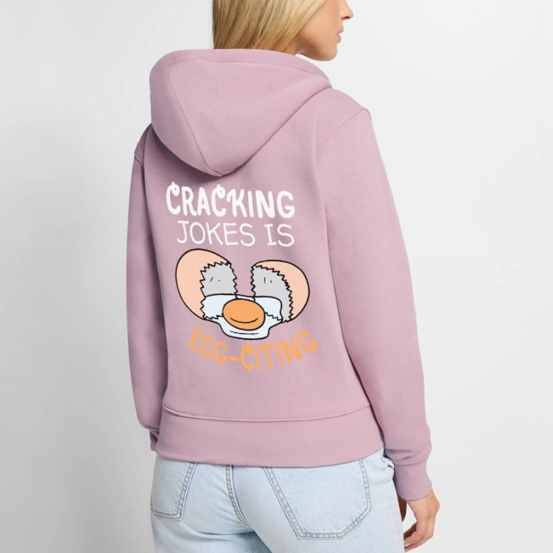 Egg, Eggs, Funny Saying, Pun Egg-citing Joke Women's Premium Organic Zip Hoodie