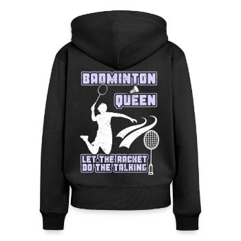 Joueur de badminton de badminton, reine du badminton - Sweat à capuche zippé Premium bio Femme - noir - Dos - Julia (174cm)