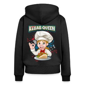 Kebab Queen, Funny Kebab Saying, Doner Kebap - Women's Premium Organic Zip Hoodie - black - Back - Julia (174cm)