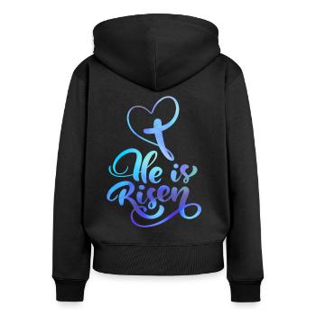Easter Jesus Christ Resurrection Saying - Women's Premium Organic Zip Hoodie - black - Back - Julia (174cm)