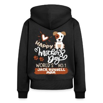 Mother's Day Jack-Russell Mom, Muttertag Geschenk - Frauen Premium Bio Zip Hoodie - Schwarz - Hinten - Julia (174cm)