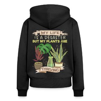 Plant-Daddy Plant-Mommy, lustiger Pflanzen Spruch - Frauen Premium Bio Zip Hoodie - Schwarz - Hinten - Julia (174cm)