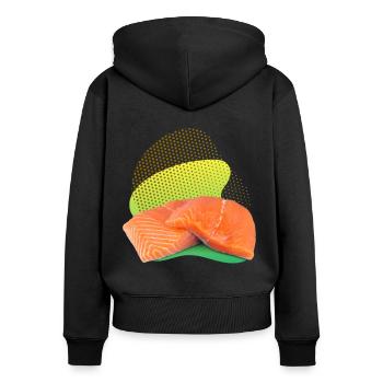 Lachs, Salmon, Lachs-Steak, Räucherlachs - Frauen Premium Bio Zip Hoodie - Schwarz - Hinten - Julia (174cm)