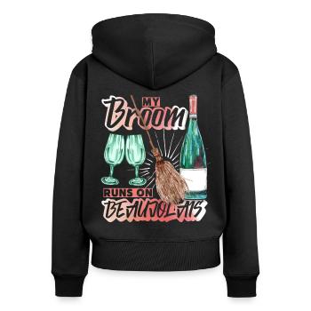 Rotwein lustiger Spruch, Redwine Beaujolais - Frauen Premium Bio Zip Hoodie - Schwarz - Hinten - Julia (174cm)