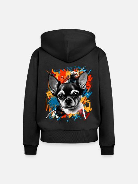 Chihuahua - Frauen Premium Bio Zip Hoodie - Schwarz