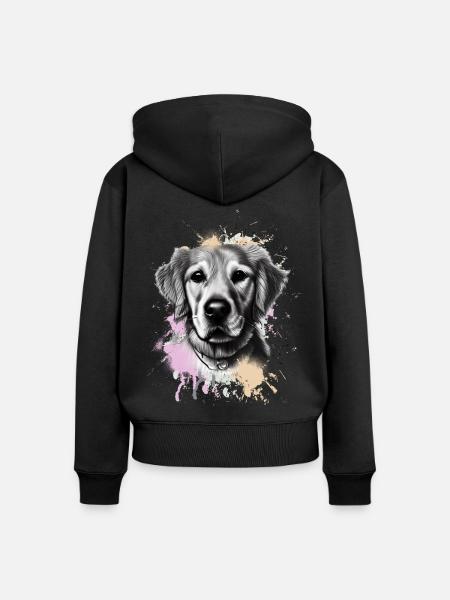 Golden Retriever - Frauen Premium Bio Zip Hoodie - Schwarz