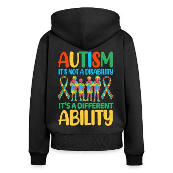 Autism Autistic - Women's Premium Organic Zip Hoodie - black - Back - Julia (174cm)