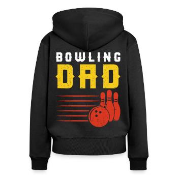 Bowling - Frauen Premium Bio Zip Hoodie - Schwarz - Hinten - Julia (174cm)