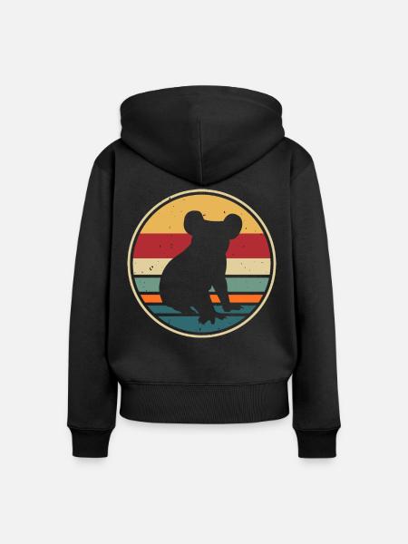 Koala - Frauen Premium Bio Zip Hoodie - Schwarz