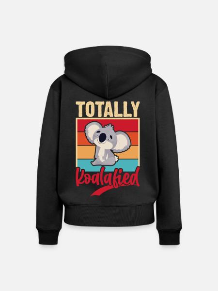 Koala - Frauen Premium Bio Zip Hoodie - Schwarz