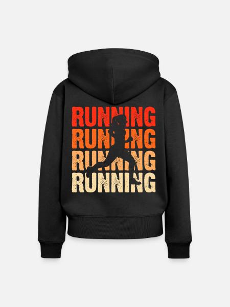 Joggen Laufen Marathon - Frauen Premium Bio Zip Hoodie - Schwarz
