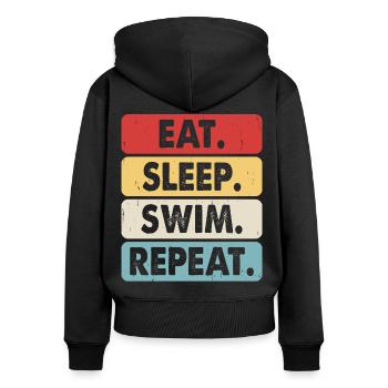 Schwimmen Schwimmer - Frauen Premium Bio Zip Hoodie - Schwarz - Hinten - Julia (174cm)