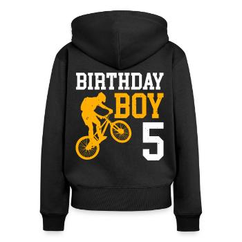 5. Geburtstag Fahrrad Kinder - Frauen Premium Bio Zip Hoodie - Schwarz - Hinten - Julia (174cm)