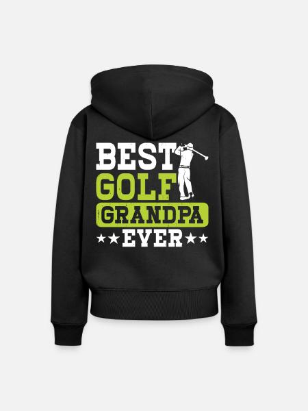 Golf Golfer Opa - Frauen Premium Bio Zip Hoodie - Schwarz