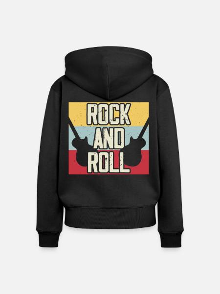 Rock And Roll - Frauen Premium Bio Zip Hoodie - Schwarz