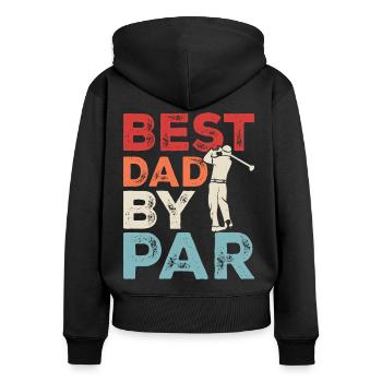 Golf Golfer Papa - Frauen Premium Bio Zip Hoodie - Schwarz - Hinten - Julia (174cm)