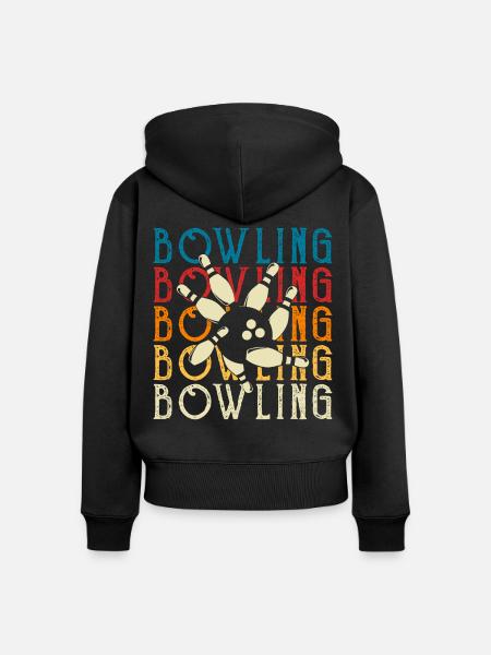 Bowling - Frauen Premium Bio Zip Hoodie - Schwarz