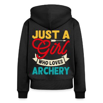 Archer de tir à l’arc - Sweat à capuche zippé Premium bio Femme - noir - Dos - Julia (174cm)