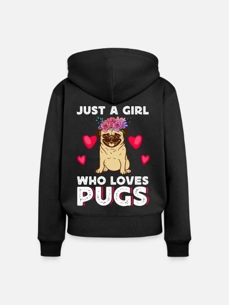 Mops - Frauen Premium Bio Zip Hoodie - Schwarz