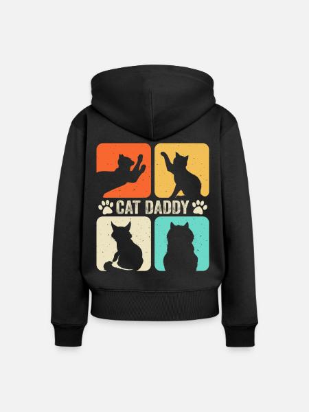 Katzen Papa - Frauen Premium Bio Zip Hoodie - Schwarz