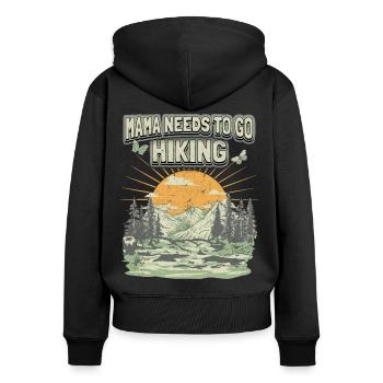 Maman Doit Faire De La Randonnée, Dire Vintage Montagnes, Randonnée - Sweat à capuche zippé Premium bio Femme - noir - Dos - Julia (174cm)