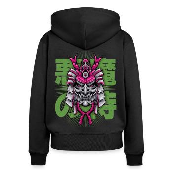Japanese Demon, Samurai Oni, Mask - Women's Premium Organic Zip Hoodie - black - Back - Julia (174cm)