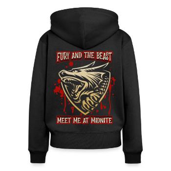 Werewolf and Blood Spatter, Saying, Zombie Monster - Women's Premium Organic Zip Hoodie - black - Back - Julia (174cm)