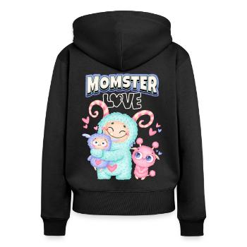 Momster, Momster Love, Mutter, Muttertag Spruch - Frauen Premium Bio Zip Hoodie - Schwarz - Hinten - Julia (174cm)