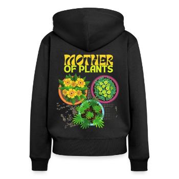 Mother of Plants lustiger Spruch für Pflanzen-Mama - Frauen Premium Bio Zip Hoodie - Schwarz - Hinten - Julia (174cm)