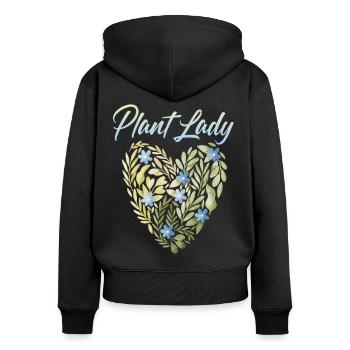 Coeur floral pour les Fans de plantes, Dame de plante - Sweat à capuche zippé Premium bio Femme - noir - Dos - Julia (174cm)